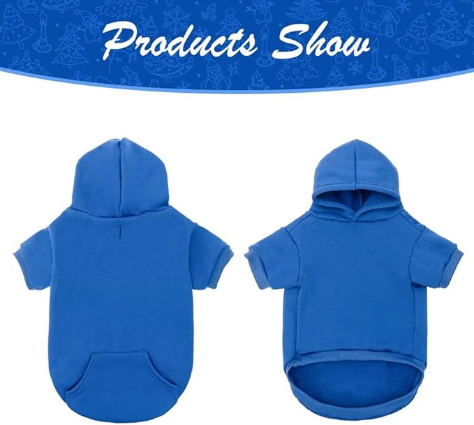 KOOLTAIL Dog Hoodie for Large Medium Small Dogs,Soft and Warm Pet Sweater with Leash Hole and Pocket Boy Girl,Puppy Fall Winter Jacket Clothes,French Pitbull Cold Weather Coat Sweatshirt,Blue XL/XXL