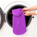 EXPAWLORER Dog Hoodie Fleece Sweater Vest, Hooded Dog Sweatshirt Fall Winter Pet Clothes with Leash Hole, Sleeveless Warm Cozy Puppy Clothing for Cat Small Medium Large Dogs Girl Boy, Purple XS