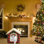 Christmas Cat Bed for Indoor Cats Plaid Xmas Cat Tent Cats Bed Cave for Pets Kittens and Dogs (Christmas Plaid, S(15.7 X 12.6 X 13.8 Inch))