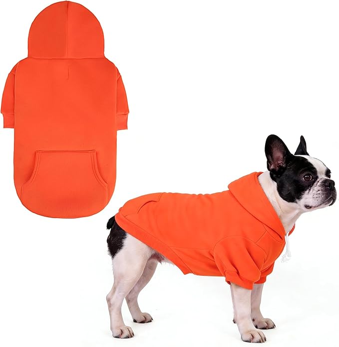 KOOLTAIL Dog Hoodie for Large Medium Small Dogs,Soft &Warm Pet Sweater with Leash Hole and Pocket Boy Girl,Puppy Fall Winter Jacket Clothes,French Pitbull Cold Weather Coat Sweatshirt,Orange M