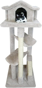 Maykoosh Large Cat Tree for Multiple Cats Sturdy Cat Penthouse with Scratching Posts Beige Neutral/24 D x 24" W x 67" H