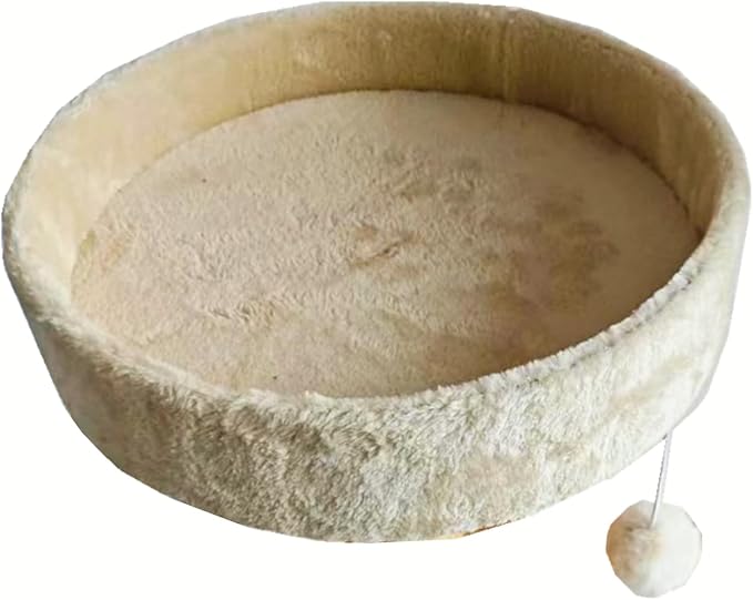 SHENGOCASE Cat Tree Tower Accessories Replacement Parts 13.5" Top Perch Bed Platform for Cats, Add on Replacement Cat Bed, Beige, M8, Particleboard with Velboa Fabric