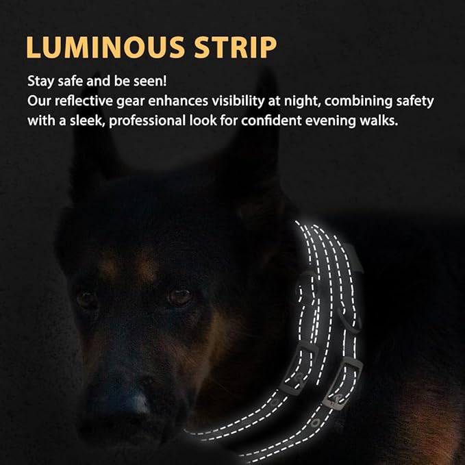 Protective Tactical Dog 4" Wide Collar for Large Dogs – Heavy-Duty Adjustable Nylon Collar with Control Handle, Quick-Release Metal Buckle & D-Ring for Training, Play & Outdoor Safety