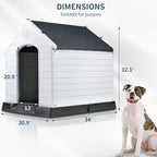 OFIKA Large Dog House Outdoor Indoor,Insulated Plastic Dog House for Small Medium Large Dogs,Durable Waterproof Dog House with Air Vents and Elevated Floor, Ventilate & Easy Clean, Assemble
