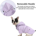 Morezi Dog Zip Up Raincoat with Reflective Buttons, Rain/Water Resistant, Adjustable Drawstring, Removable Hood, Raincoats with Legs 8lbs to 80lbs Available - Purple - XXL
