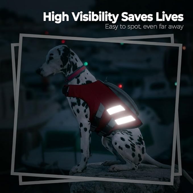 Lelepet Dog Life Jacket, High Flotation Dog Life Vest for Swimming, Boating, Ripstop Reflective Pet Swim Vest for Small Medium Large Dogs Pool Floats Adjustable Swimming Vest for Dogs Water Safety