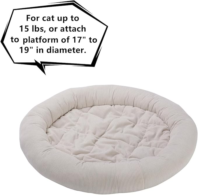 SHENGOCASE Round Cat Tree Tower Accessories Replacement Parts, Round Donut Cuddler Cat Dog Cushion Bed Add-ons for Plaform Perch Shelves (18")