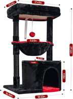 SYANDLVY Gothic Cat Tree with Coffin Bed for Indoor Cats, Small Cat Tower with Scratching Post, Modern Activity House Condo with Cradle, Kittens Cave, Black & Red