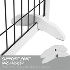 PAWLAND Extra Wide Dog gate for The House, Doorway, Stairs, Dog Fences Indoor, Freestanding Foldable Wooden Pet Gates for Dogs, Set of Support Feet Included, 96 in Wide 30 in Tall, 4 Panels White