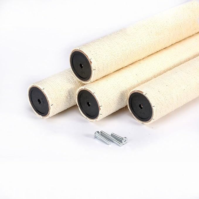 SHENGOCASE 4-Pack Cat Tree Accessories Replacement Parts Post 23.6" L, 3.15" Ø Pole, Cat Tower Post Relacement (M8 Screw)