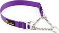 Plutus Pet Martingale Dog Collar with Stainless Steel Chain and Reflective Nylon, Adjustable No Pull Training Collar, for Small Medium, and Large Dogs, Purple, M