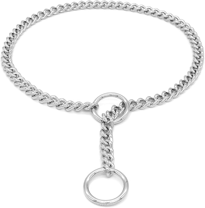 Herm Sprenger - Chrome Plated Steel Dog Training Collar - Narrow Round Links Slip Dog Chain - for Small Medium Large Dogs - Professional Training Collar - Made in Germany (30 inches (75 cm))