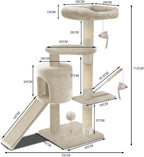 VOUNOT Cat Tree Tower, Cat Condo with Sisal Scratching Post, Multi Level Cat Climbing Frame Indoors, Cat Activity Tree, Beige, XL