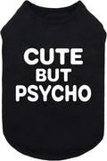 Fitwarm Cute But Psycho Dog Shirt, Summer Clothes for Small Dogs Boy Girl, Funny Pet Outfit, Black, White, Large