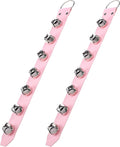 Frienda Hanging Jingle Sleigh Bells 7-Bell Dog Doorbells for Door Knob Faux Leather Belts Go Outside Dog Bells Christmas Decor and Holiday Decorations, 18.7 x 1.8 x 1 Inches(Pink with Silver)