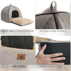 WINDRACING Cat Bed - Cat Cave House Tent with Washable Cushioned Pillow, Soft Kitten Beds, Pet Furniture (Large, Beige)