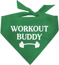 Workout Buddy Dog Bandana | 100% Cotton Adjustable Triangle | Made in USA | Workout | Sports | Gym | Green, One Size (1095)