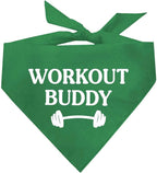 Workout Buddy Dog Bandana | 100% Cotton Adjustable Triangle | Made in USA | Workout | Sports | Gym | Green, One Size (1095)