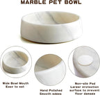 White Marble Dog Bowl, Non-Slip Non-Tipping Heavy Dog Food Bowl, Large Weighted Stone Dish, Natural Marble Pet Water Bowl, Easy to Clean, Perfect Gift for Cat & Dog Lovers, Holds 6 Cups(6 lbs)