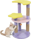 Tangkula Cute Cat Tree, 29 Inch Multi-Level Cat Tower with Jute Scratching Posts, Star & Moon Shaped Platforms, Perch Dangling Toy, Cat Climbing Furniture for Indoor Cats (Purple)