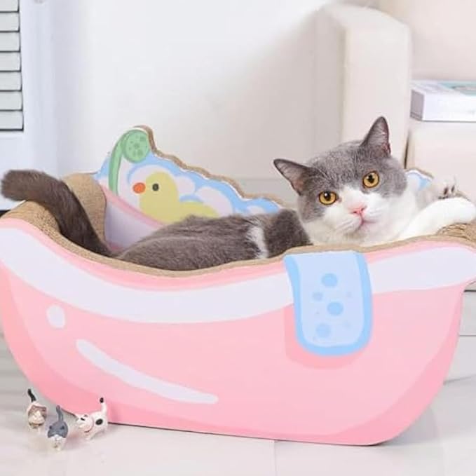 Small Cat Bed - Corrugated Paper Calming Nest | Cute Kitten Bed Cat Scratcher - for Kitten Puppy Small Dog Pet Home Decor Living Room Balcony Apartment Dorm Sleeping Play