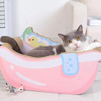 Small Cat Bed - Corrugated Paper Calming Nest | Cute Kitten Bed Cat Scratcher - for Kitten Puppy Small Dog Pet Home Decor Living Room Balcony Apartment Dorm Sleeping Play