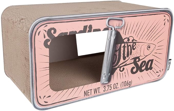 Sardine Cardboard Cat Scratcher, 60 x 30 x 30 cm, Pink