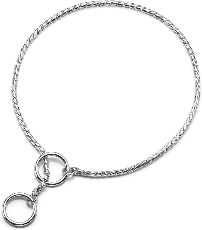 Mogoko Stainless Steel Dog Choke Chain Collar, Puppy Metal Snake Chain Pet Show Slip Collar Choker for Training Walking (Silver;20.0"*4.0mm)