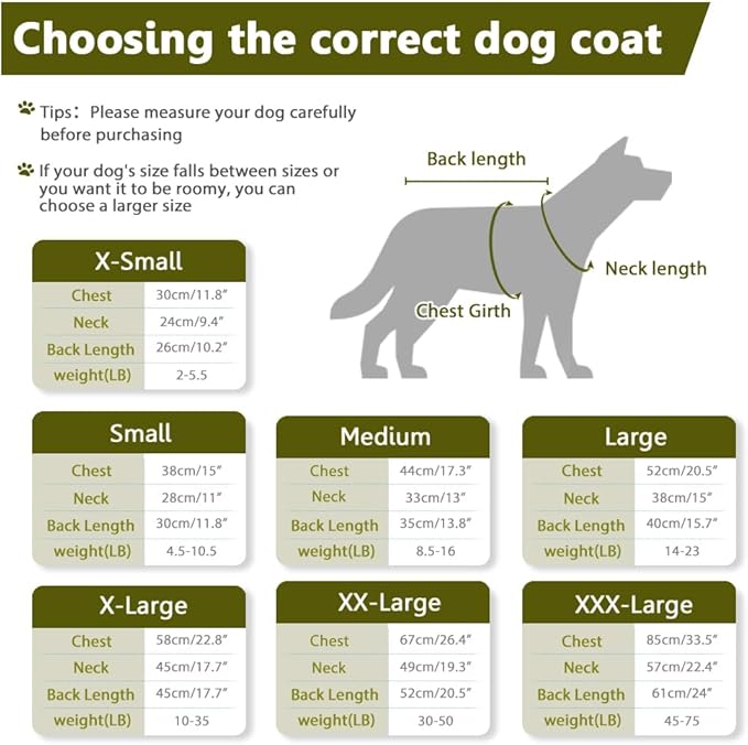 Fleece Hoodie, Windproof Waterproof Coat, Winter Warm Jacket, Cold Weather Pet Apparel Clothes Vest for Small Medium Large Dogs (XXXL, Green)