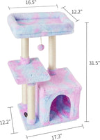 FISH&NAP Cute Cat Tree Kitten Cat Tower for Indoor Cat Condo Sisal Scratching Posts with Jump Platform Cat Furniture Activity Center Play House Rainbow