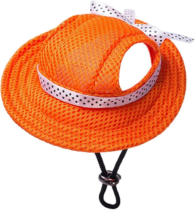 Round Brim Princess Hat Visor Hat Pet Dog Mesh Porous Sun Hat with Ear Holes for Small, Extra Small Dog Teddy, Pug, Chihuahua, Shih Tzu, Yorkshire Terriers, Papillon L