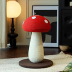 Happy & Polly Mushroom Cat Scratcher Toy, Red and White, Floor Mount, Modern Style, for Indoor Climbing (Red, Large)