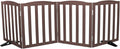 Freestanding Dog Gate Indoor,Doggie Gate Foldable Pet Gates for Doorways,Stairs or Hallways, Wooden Brown Pet Gate for the House, Pet Fence with Support Feet Included,24 "Height-4 Panels