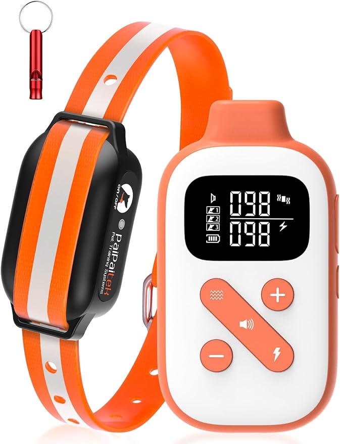 PaiPaitek 2-in-1 Dog Bark Collar and Shock Collar with Remote 3300ft Range - 5 Adjustable Sensitivity Levels, IP67 Waterproof Training Collar for Small, Medium, and Large Dogs (5-120 lbs)