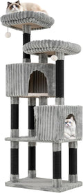Tangkula Carpet Cat Tree, 62 Inch Tall Cat Tower with Scratching Posts, 2 Condos, 2 Perch Beds, Dangling Jingle Balls, Soft Flannel Covering, Unique Cat Tree for Indoor Cats