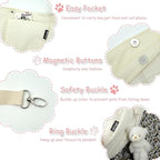 NATUYA Small Dog Carrier Sling Cat Sling-Dog Slings for Carrying Small Dogs-Adjustable Strap Hand Free Pet Puppy for Outdoor Traveling Subway (White, Canvas-Adjustable Strap)