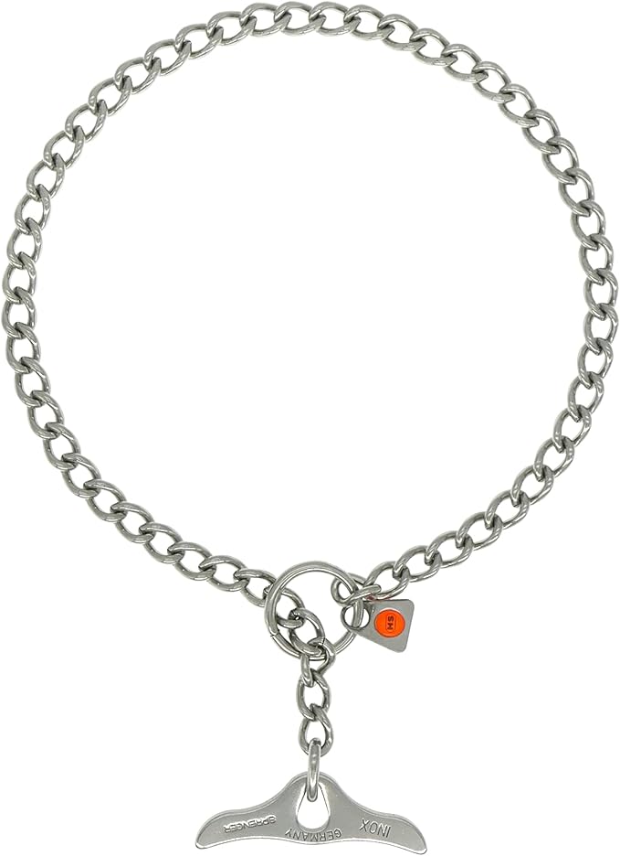 Herm Sprenger Stainless Steel Dog Training Collar with Toggle Closure and Round Links Dog Chain for Small Medium Large Dogs Made in Germany (22in (Neck Size up to 20in))