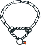 Herm Sprenger Black Stainless Steel Fur Saver Dog Collar Long Link Professional Training Collar Assembly Chain Correction Slip Chain for Medium Large Dogs Made in Germany (24in (Neck Size 19-22 in))
