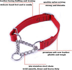 Love Dream Martingale Collars for Dogs, Leather Training Dog Collar, Stainless Steel Chain Anti-Escape No Pull Dog Collar for Medium Large Dogs (L(15.7"-20.9"), Red)