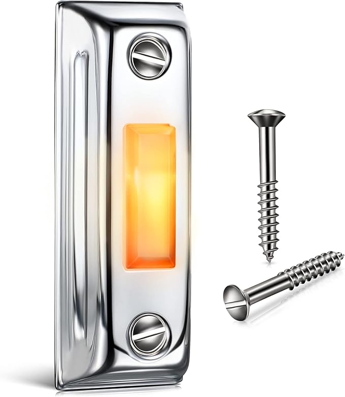 Dreyoo Metal Doorbell Push Button, Heavy Duty Metal Door Bell Wired Button LED Lighted Wall Mounted Doorbell Push Buttons for Home, Universal Garage Door Opener Switch Property in Copyright(Silver)