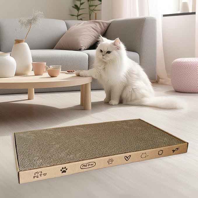 Cardboard Scratcher Pad, Wide Corrugate Cat Scratchers, Cat Scratching, Cat Scratch Pad, Furniture Protectors from Cat Scratching,Double-Sided Design (2PCS)