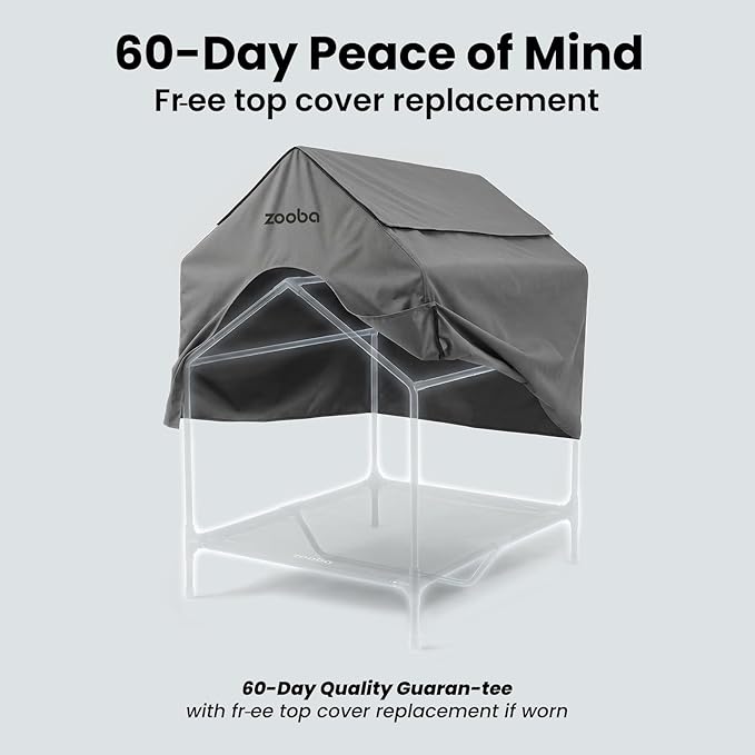 48" XL Outdoor Dog House – Weatherproof Elevated Pet Shelter, Breathable Mesh & Steel Frame, Easy to Assemble & Clean, Large Dog Houses for All Seasons (Grey)