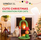 VINGLI 29IN Christmas Cat Tree Tower with Sisal Scratcher Balls, Holiday Cat Scratching Post with Candy Cane Pole & Dangling Ball Toy, Cute Indoor Cat Tree for Kittens & Adult Cats
