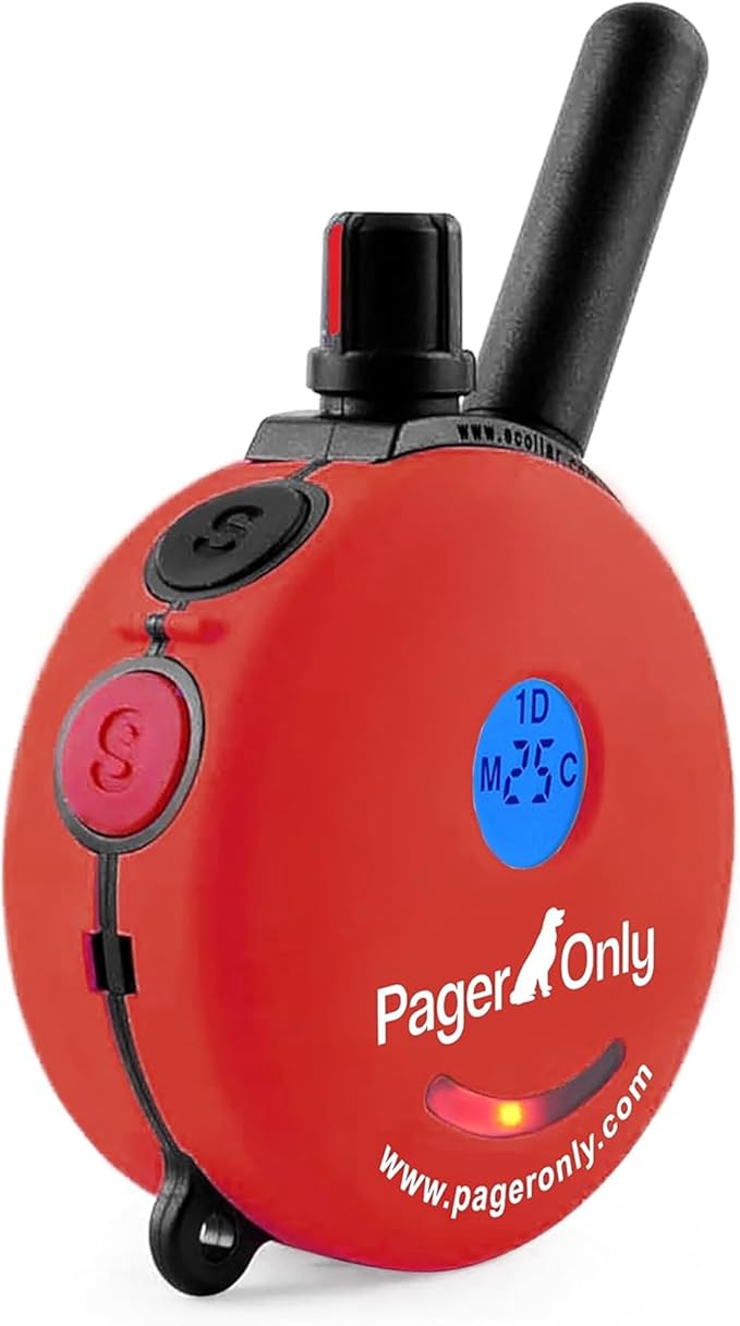 Educator PG-300 Dog Training Pager Only–Vibration & Tone, 1/2 Mile Range, 100 Adjustable Levels, Waterproof Biothane Collar Included, Rechargeable, Night Tracking Light, Small & Medium Dogs,1 Dog,Red