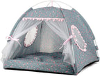 Pawstrip Dog Tent Indoor Cat House Pink Puppy Bed Portable Pet Teepe Princess Dog Camping Tent Outdoor Kitten Houses Cute Bunny Nest Girl Kitty Cave, Large (19.7" x 19.7" x 17.7")