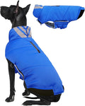 Kuoser Dog Coat Large, Cold Weather Reflective Waterproof Dogs Jacket with Warm Fleece Lining, Turtleneck Dog Winter Coat with Zipper, Doggy Snow Jacket Pet Coats for Small Medium Large Dogs, Blue 3XL