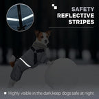 BRKURLEG Grey Dog Winter Coat, Cozy Winter Dog Jackets, Small Dogs Coat with Harness, Onesie Body Warm Puppy Jacket, Pet Reflective Windproof Cold Weather Jackets, Puppy Four-Legged Puffer Coats, L