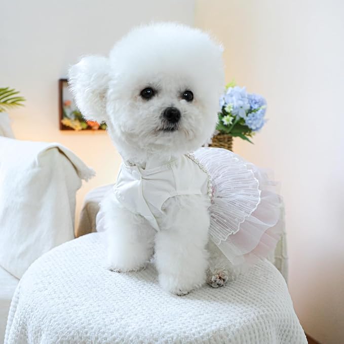 Furbabycare® Elegant Sweet Fashion Puppy Dog Blingbling Princess Skirt Pet Dog Lace Cake Camisole Tutu Dress I-Pink X-Small