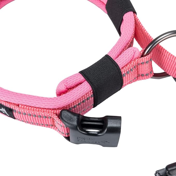 EXCELLENT ELITE SPANKER Reflective Dog Collar Classic Soft Padded Breathable Nylon Adjustable Pet Collar with Quick Release Buckle for Boy Girl Male Female Small Medium Large Dogs Training(Pink-L)
