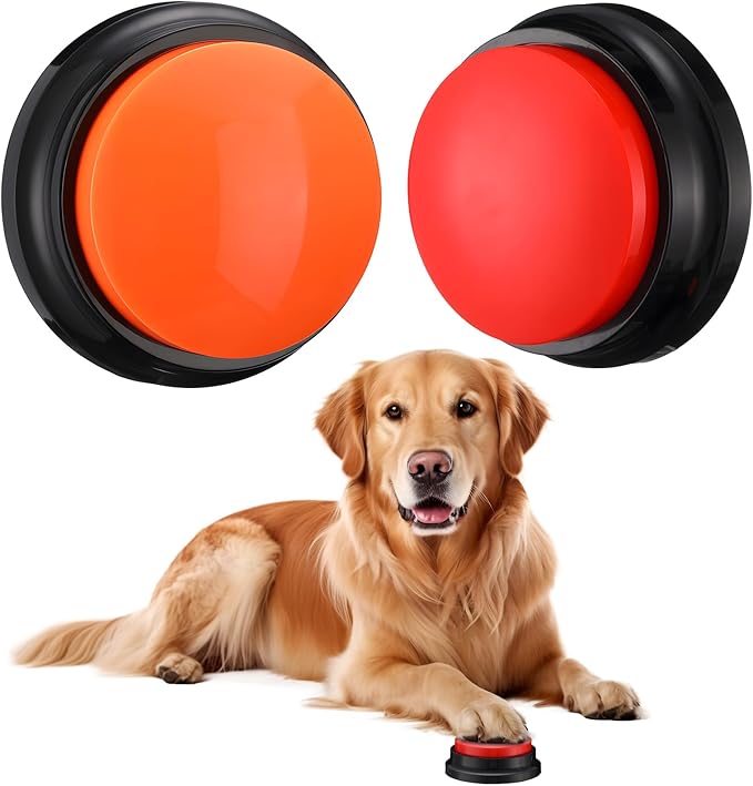 Set of 2 Dog Training Bell Puppy Pet Potty Training Bells Smart Dog Door Bell Voice Recording Button 30 Second Dogs Buttons for Communication Funny Gift for Friend Family Pet Lovers, 2 Colors